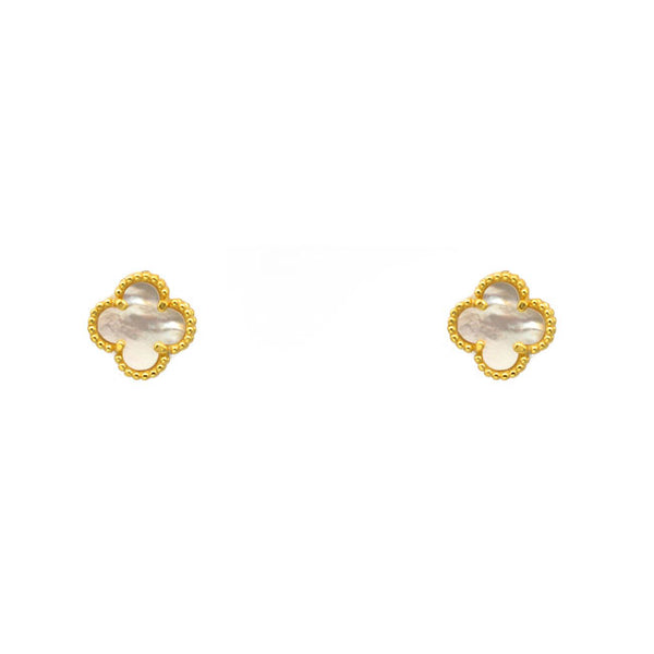 Sterling Silver Gold Plated Clover Stud Earrings