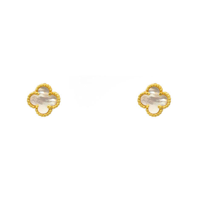 Sterling Silver Gold Plated Clover Stud Earrings