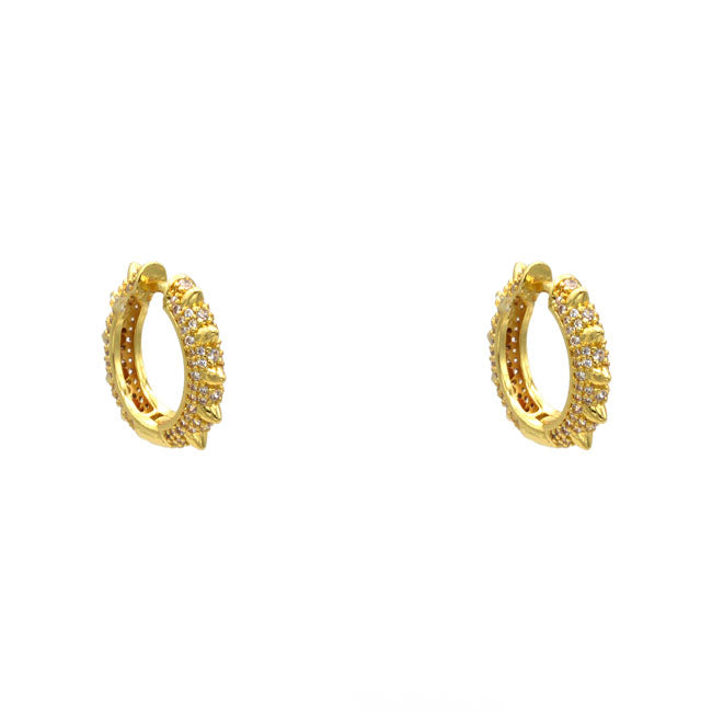 Gold CZ Spike Huggie Earring