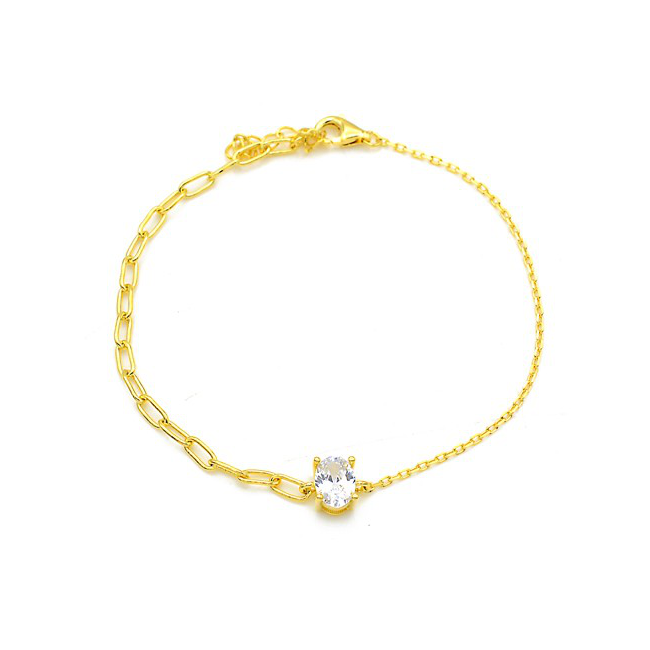 Sterling Silver Gold Plated CZ Chain Bracelet