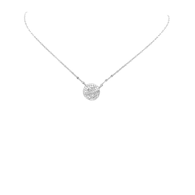 Sterling Silver Cubic Zirconia Disc Necklace