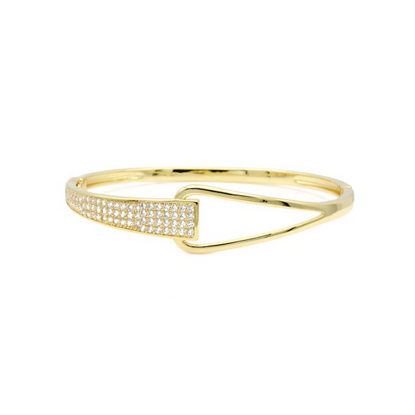 Gold Cubic Zirconia Studded Bangle Bracelet