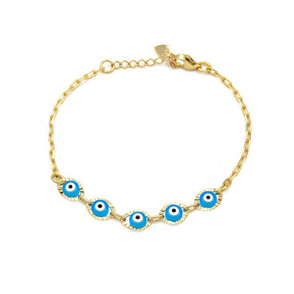 Gold Filled Evil Eye Chain Bracelet