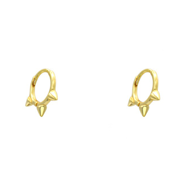 Sterling Silver Gold Plated Spike Huggie Earrings
