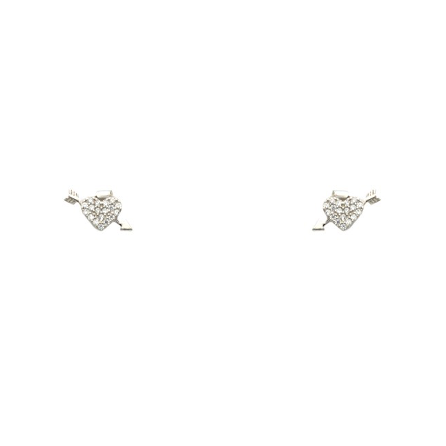 Sterling Silver CZ Heart Studs Earrings