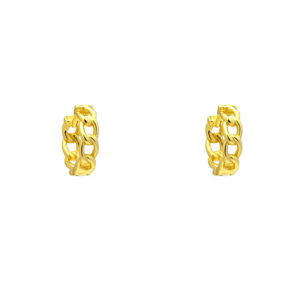 Sterling Silver Gold Plated Chain Hoop Earring