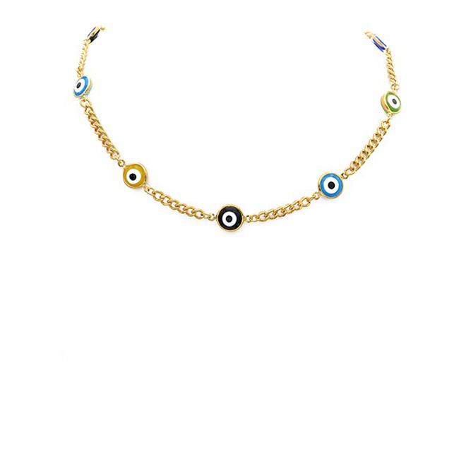 Gold Filled Evil Eye Chain Necklace