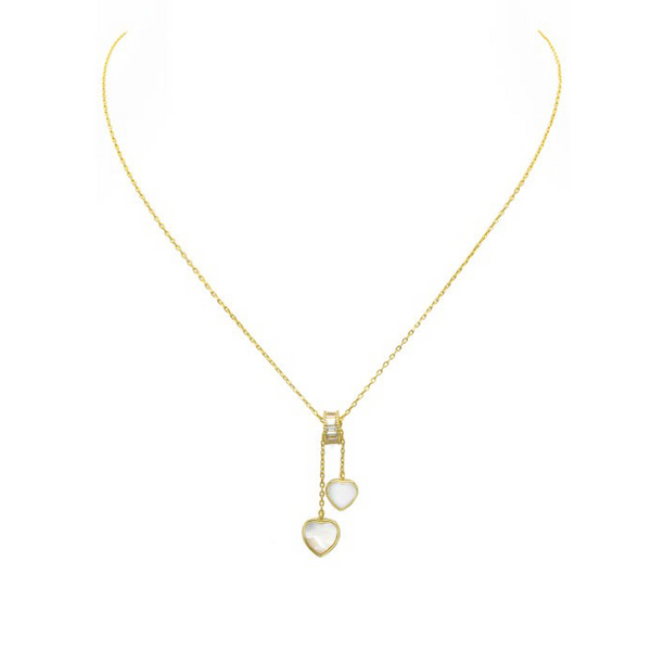 Sterling Silver Gold Plated Heart Lariat Necklace