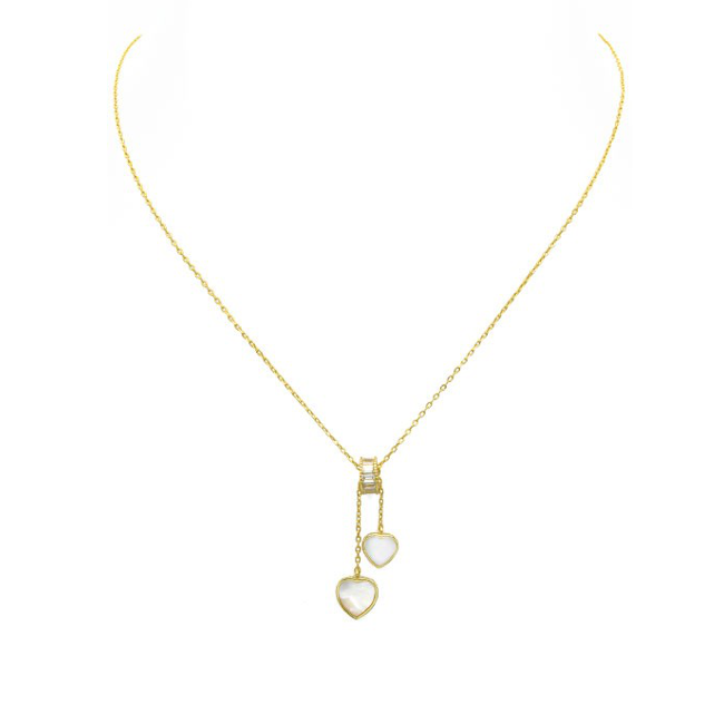 Sterling Silver Gold Plated Heart Lariat Necklace