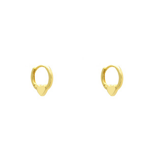 Sterling Silver Gold Plated Heart Huggie Earring