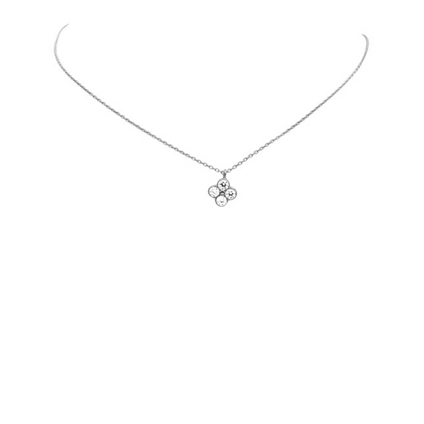 Sterling Silver Cubic Zirconia Clover Pendant Necklace