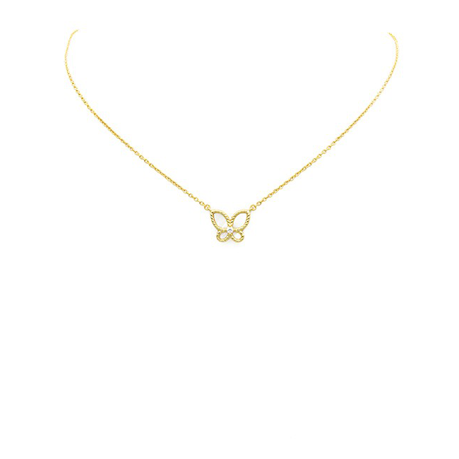 Sterling Silver Gold Plated Butterfly Pendant Necklace