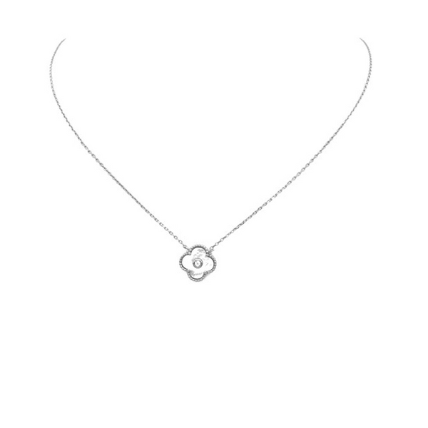 Sterling Silver Pearl Clover Pendant Necklace