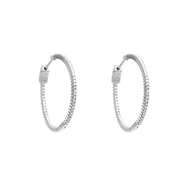 Silver Cubic Zirconia Elegant Hoop Earrings