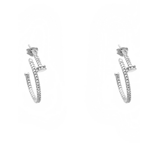 Silver Cubic Zirconia Hoop Earring