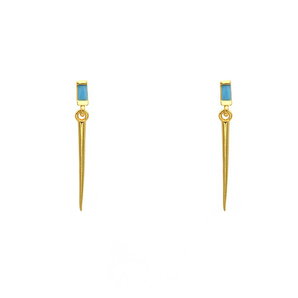 Sterling Silver Gold Plated Spike Dangle Earring