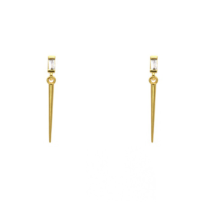 Sterling Silver Gold Plated Spike Dangle Earring