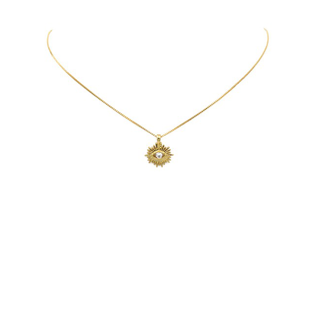 Gold Filled CZ Evil Eye Pendant Necklace