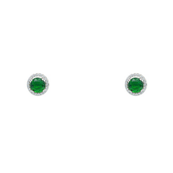 Silver Emerald Cubic Zirconia Post Earring