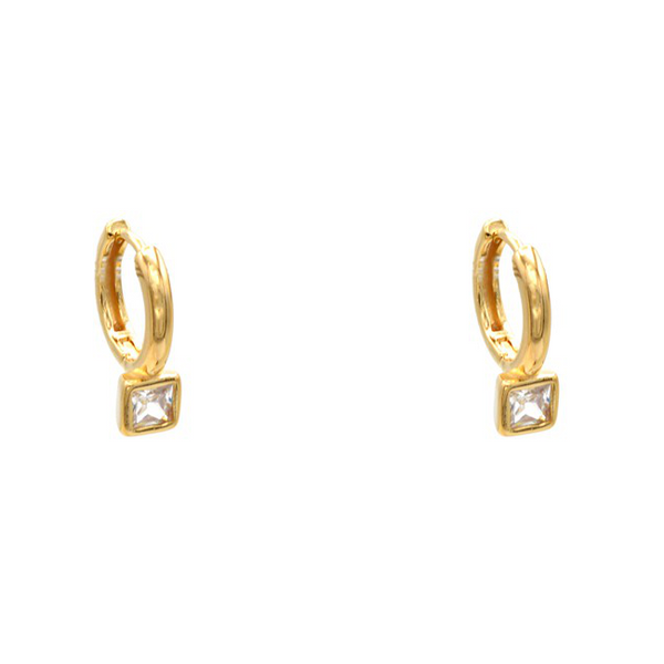 Sterling Silver Gold Plated CZ Dangle Earrings