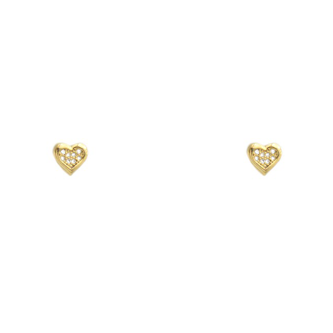 Gold Filled CZ Heart Stud Earrings