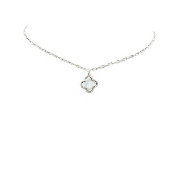 White Gold Filled Clover Pendant Necklace