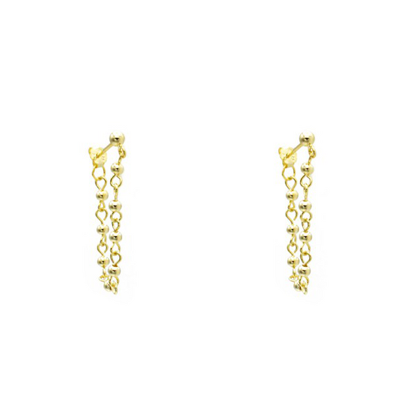 Sterling Silver Gold Plated Beaded Dangle Earring