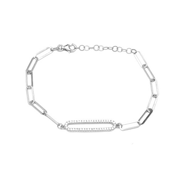 Sterling Silver Cubic Zirconia Chain Bracelet