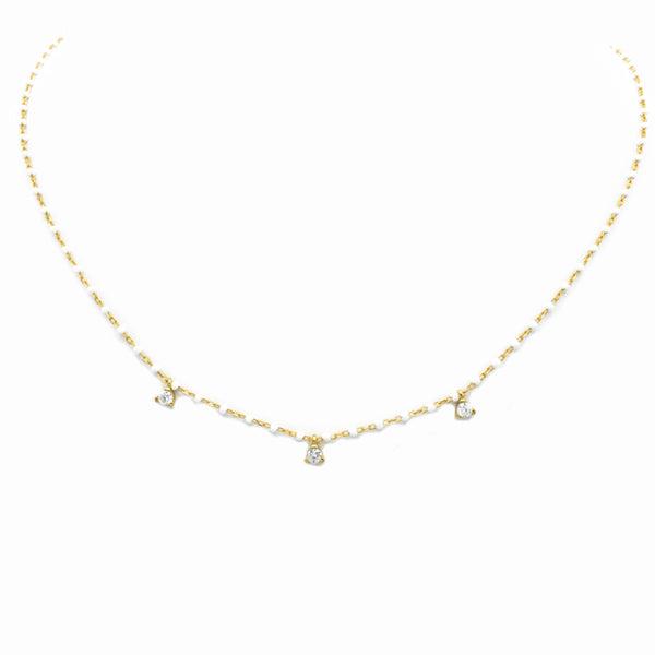 Sterling Silver Gold Plated CZ Beaded Necklace