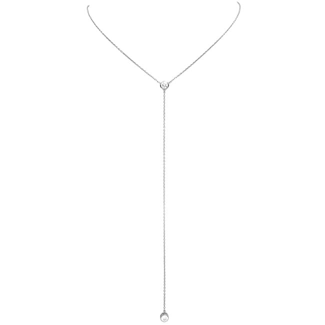 Sterling Silver CZ Lariat Necklace