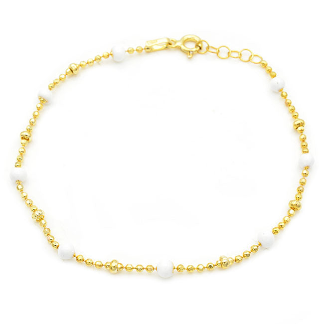 Sterling Silver Gold Plated Beaded Chain Bracelet