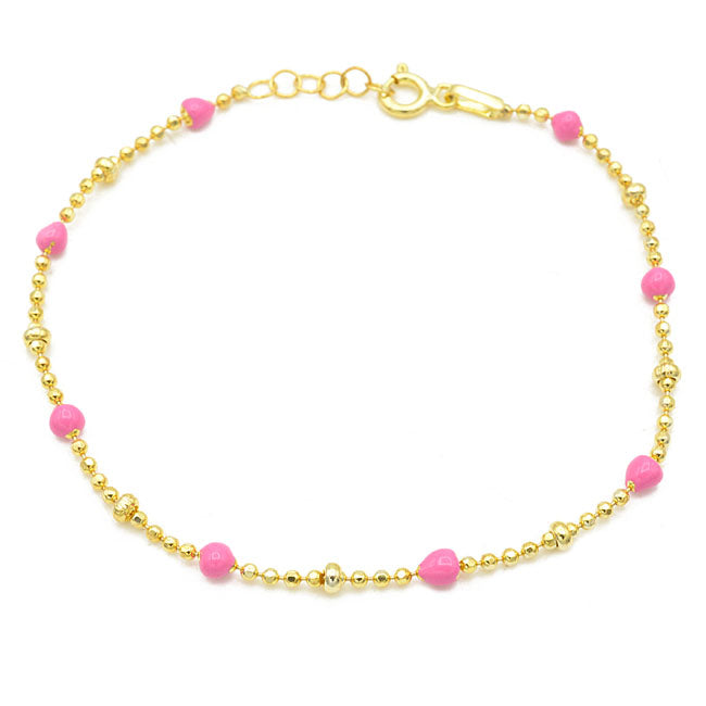 Sterling Silver Gold Plated Beaded Chain Bracelet