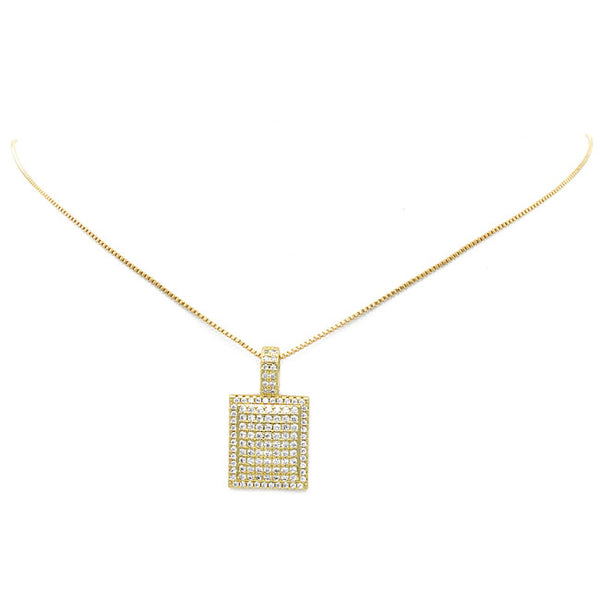 Gold Filled CZ Square Pendant Necklace