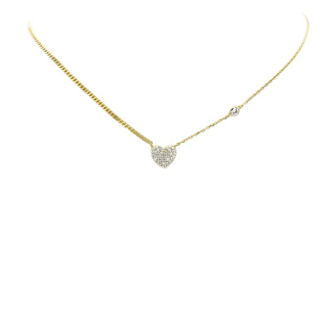 Sterling Silver Gold Plated CZ Heart Pendant Necklace