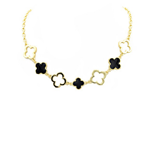Gold Clover Enamel Necklace