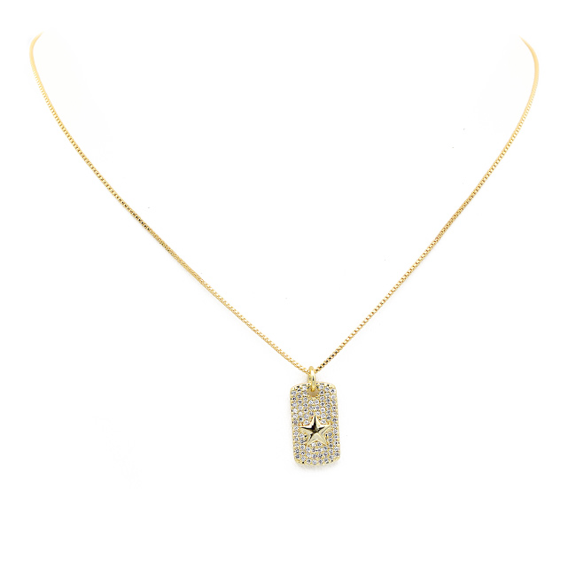 Gold Cz Starburst Pendant Necklace