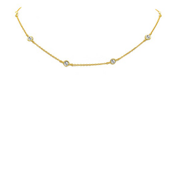 Sterling Silver Gold Plated Cubic Zirconia Choker Necklace