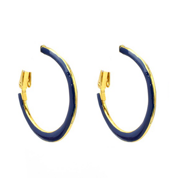 Blue Enamel Hoop Earrings