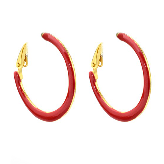 Red Enamel Hoop Earrings