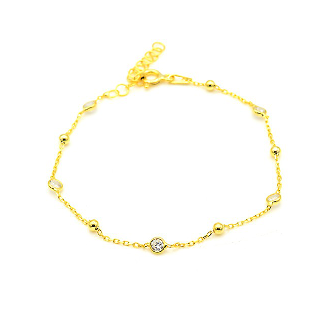 Sterling Silver Gold Plated Cubic Zirconia Bracelet