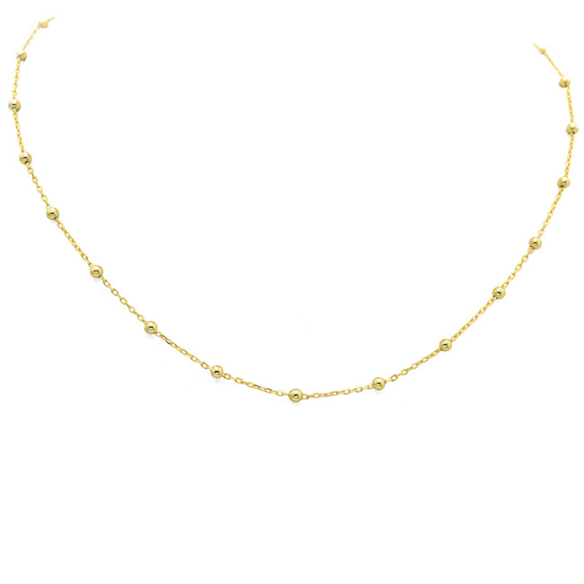 Sterling Silver Gold Plated Beaded Choker Necklace