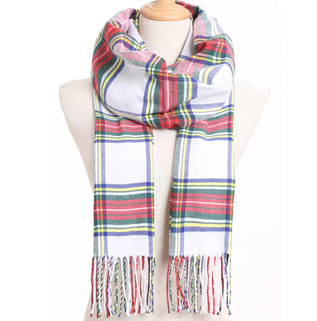 plaid oblong scarf