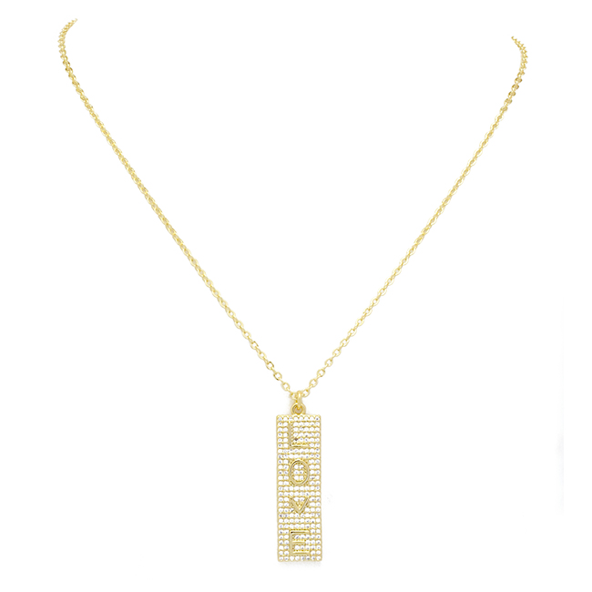 Gold CZ Love Pendant Necklace