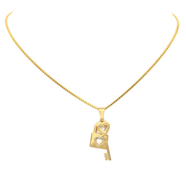 gold filled lock key necklace
