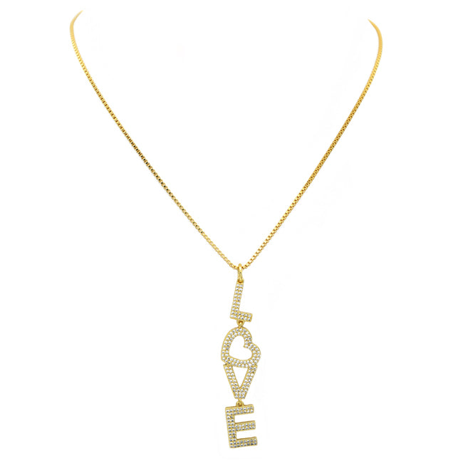 Gold Filled Cubic Zirconia Love Pendant Necklace