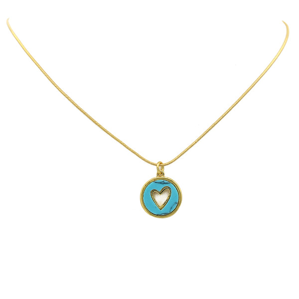 Gold Filled Turquoise Open Heart Pendant Necklace