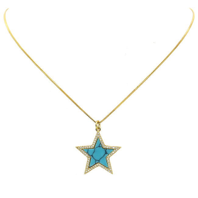 Gold Filled Cubic Zirconia Star Pendant Necklace