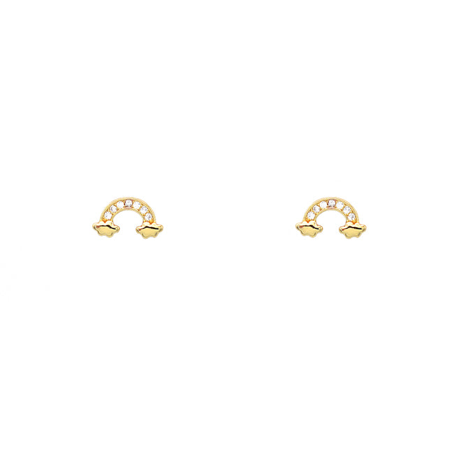 Gold Cubic Zirconia Rainbow Stud Earrings