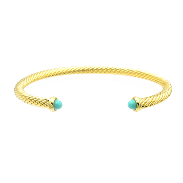 Gold Twisted Cable Cuff Bracelet with Cubic Zirconia