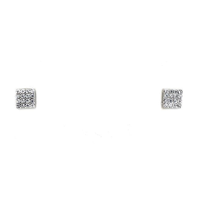 Sterling Silver Cubic Zirconia Square Stud Earring